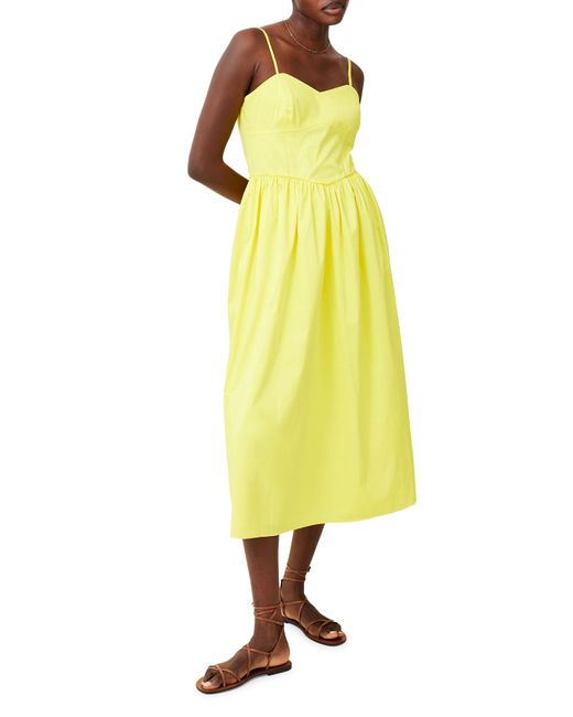 French Connection Yellow Florida Fit & Flare Midi Dress