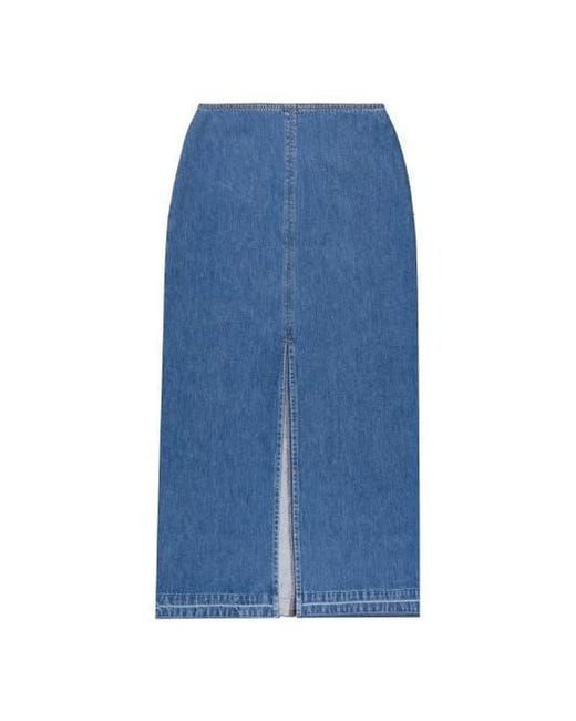 Ro&zo Blue Denim Split Front Maxi Skirt