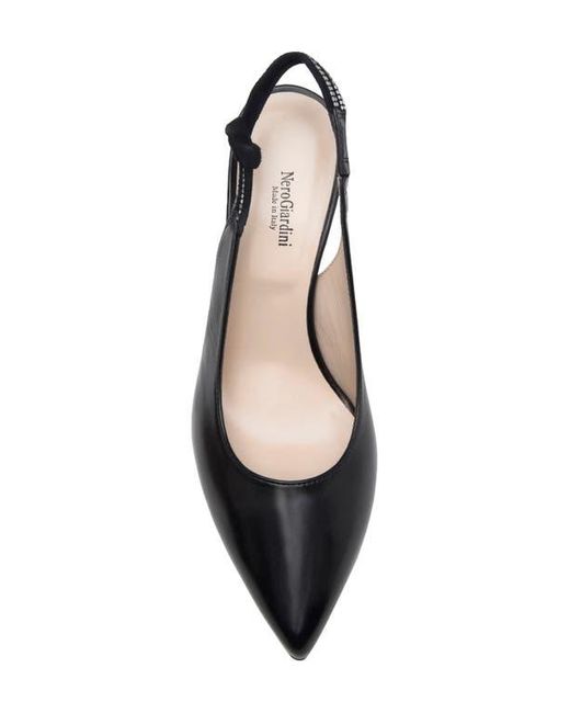 Nero Giardini Black Pointed Toe Slingback Pump