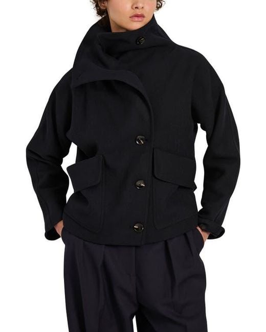 Bernardo Black Funnel Neck Coat