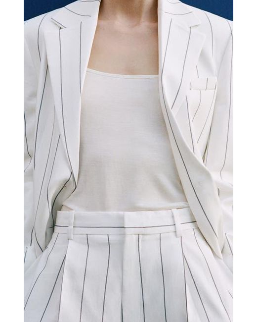 Mango White Pinstripe Suit Jacket