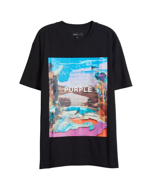 Purple Brand Black Oversize Graphic T-shirt for men