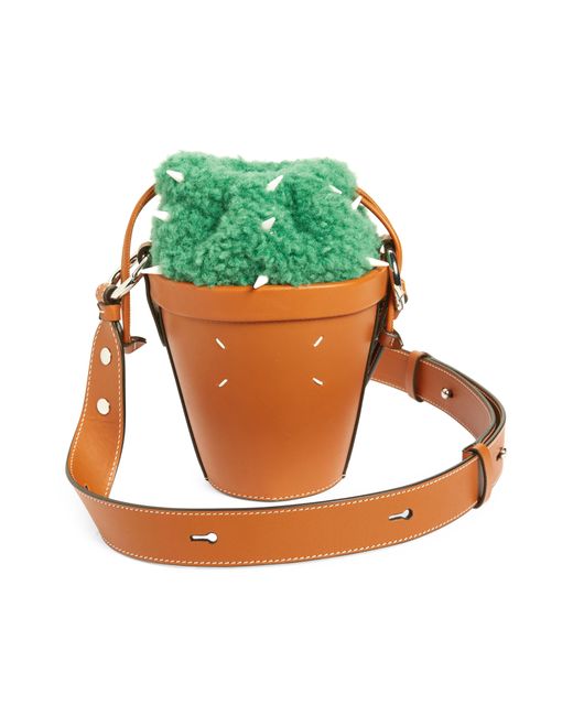 Maison Margiela Green Cactus Leather & Faux Fur Bucket Bag