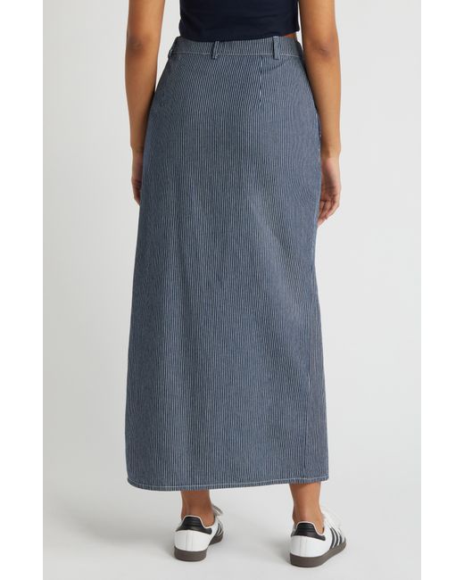 Noisy May Blue Blink Pinstripe Twill Maxi Skirt