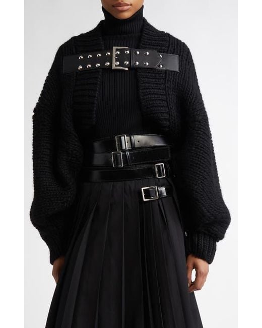 Junya Watanabe Black Spike Belt Wool Cardigan