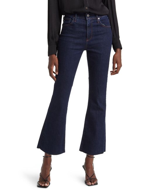 AG Jeans Blue Farrah High Waist Raw Hem Crop Bootcut Jeans