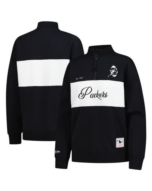Mitchell & Ness Black Bay Packers Quarter-Zip Jacket