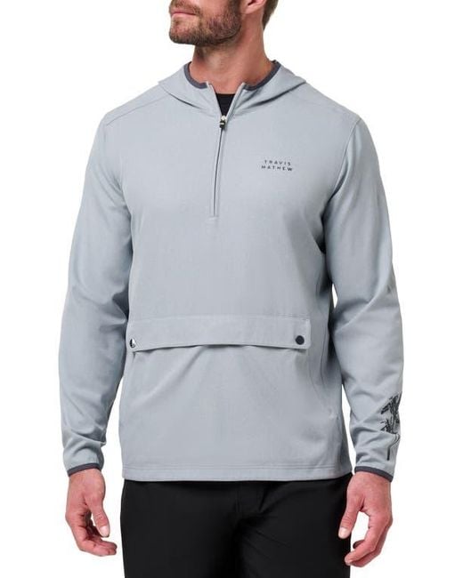 Travis Mathew Men's Gray Out Of Pocket Quarter Zip Hoodie