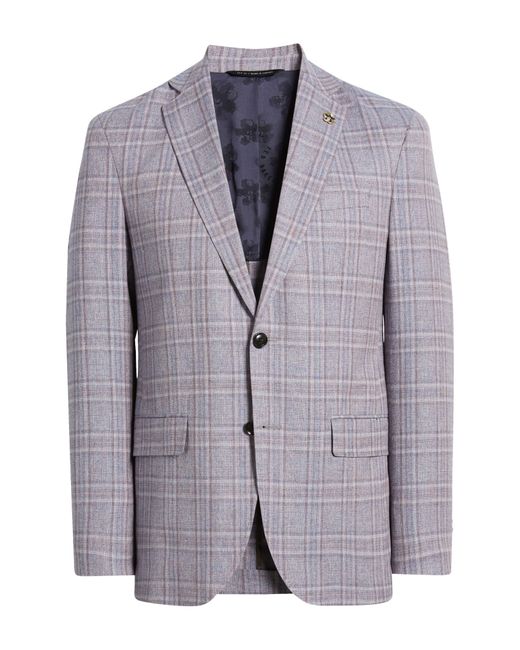 Ted Baker Gray Karl Slim Fit Plaid Stretch Sport Coat for men