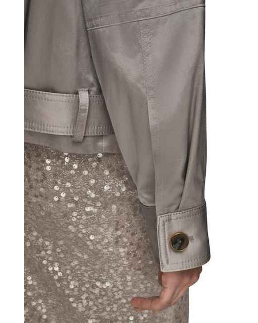 Donna Karan Gray Pocket Cotton Blend Zip Jacket