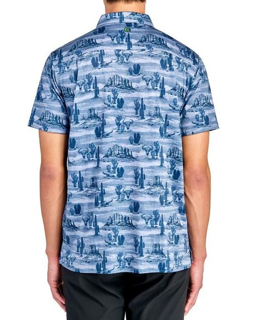 Con.struct Blue Regular Fit Desert Print Recycled Performance Golf Button-Down Shirt for men