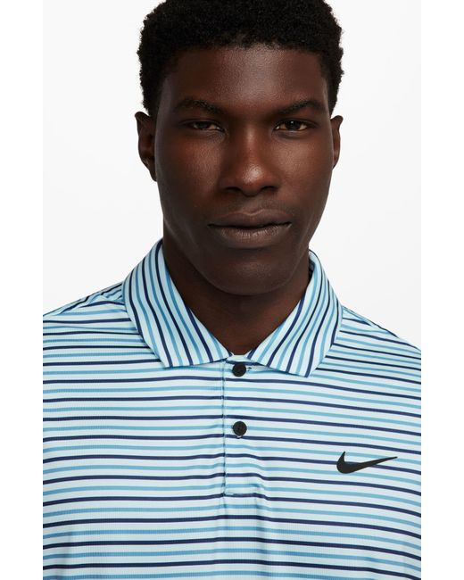 Nike Blue Dri-fit Tour Stripe Golf Polo for men