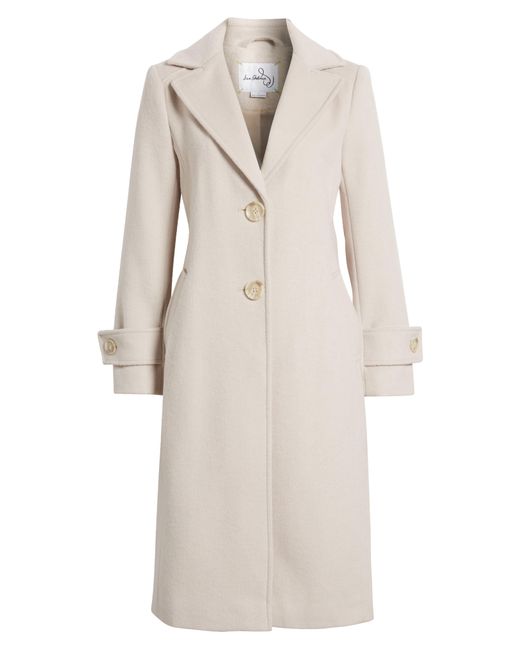 Sam Edelman Notch Collar Longline Wool Blend Coat in Natural Lyst