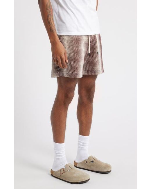 Oas Brown Echo Net Ombré Stripe Knit Shorts for men