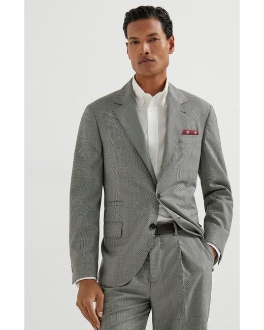 Brunello Cucinelli Gray Prince Of Wales Blazer for men