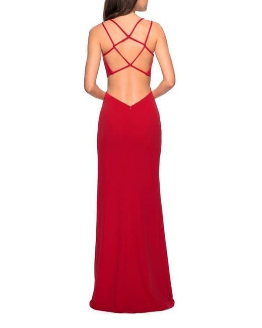 La Femme 32849 Jersey Asymmetrical Neckline Prom Gown