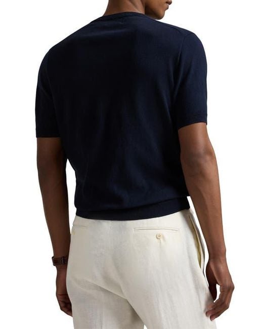 Polo Ralph Lauren Blue Short Sleeve Cotton Crewneck Sweater for men