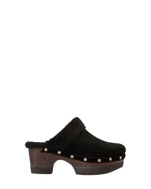 Andre Assous Black Olivia Faux Shearling Clog