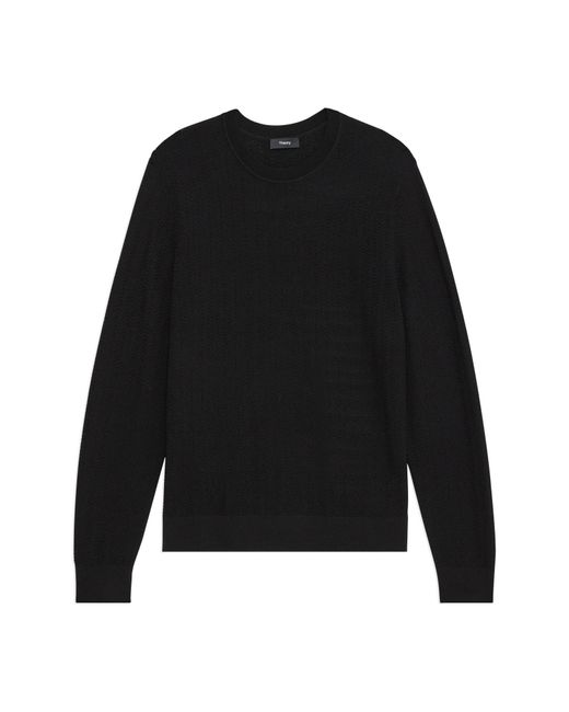 Theory Black Novo Merino Wool Blend Crewneck Sweater for men