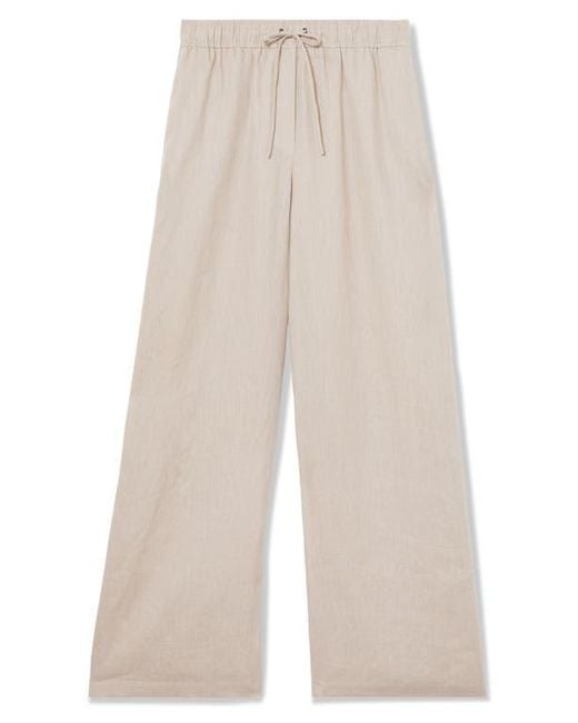 Reiss Blue Willow Wide Leg Linen Blend Drawstring Pants