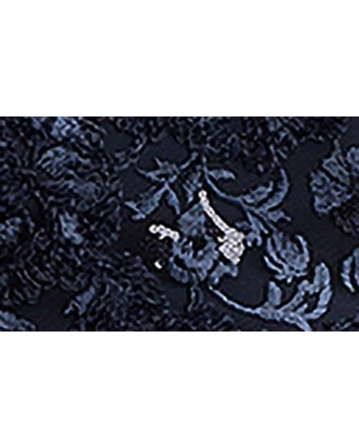 Tadashi Shoji Blue Embroidered Bodice Long Sleeve Gown