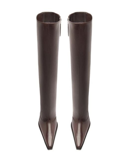 SCHUTZ SHOES Brown Raffaela Up Block Pointed Toe Knee High Boot