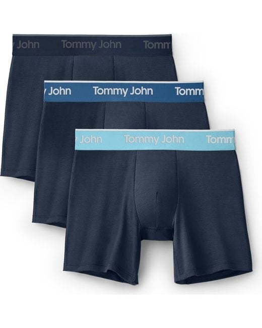 Tommy John Blue 3-Pack Second Skin 6-Inch Stretch Modal Boxer Briefs for men