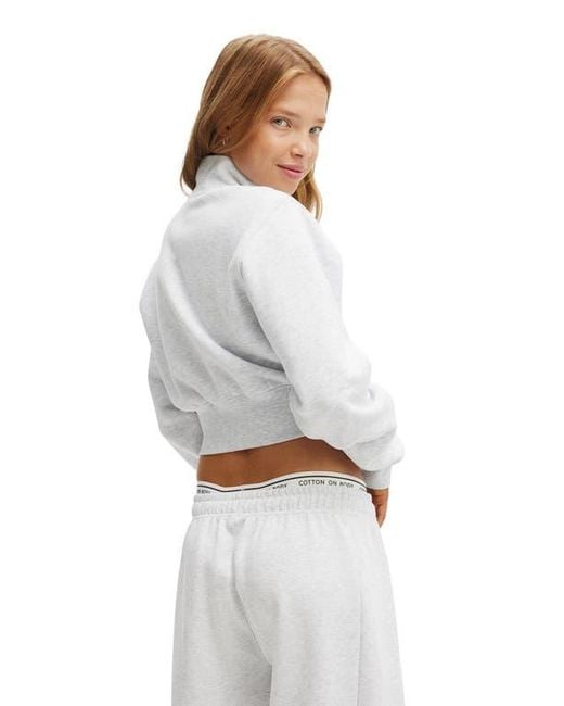 Cotton On White Active Plush Fitted Zip Through