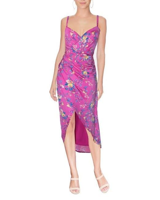 Rachel Roy Women's Pink Bree Printed Wrap Midi Dress