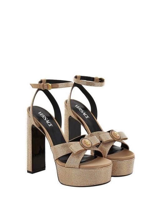 Versace White Medusa Bow Platform Sandal