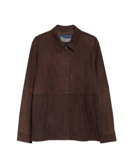 Herno Brown Suede Zip Jacket for men