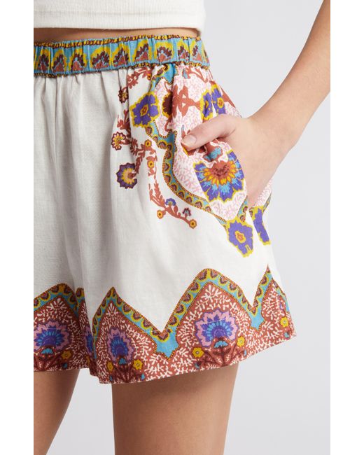 Cleobella Multicolor Malcom Placed Print Cotton & Linen Shorts