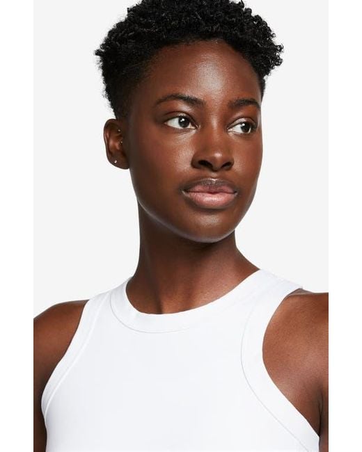 Nike White One Fitted Dri-Fit Cropped Tank Top