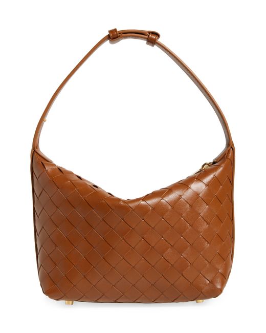 Bottega Veneta Brown Mini Wallace Intrecciato Leather Shoulder Bag