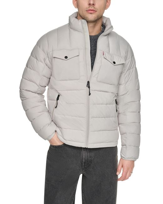 Levi's Gray Stand Collar Puffer Jacket for men