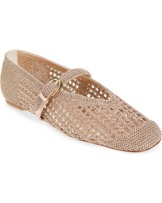 Stuart Weitzman Natural Leora Metallic Mary Jane Flat