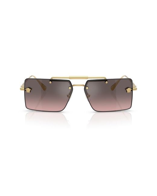 Versace Metallic 60Mm Gradient Rectangular Sunglasses