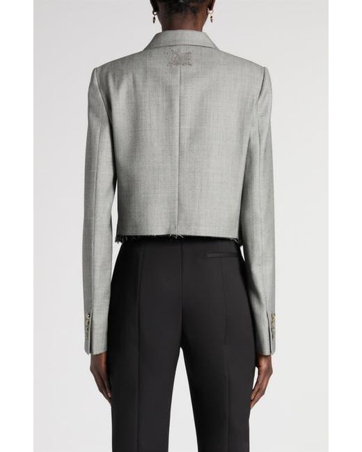 McQueen Gray Crop Double Breasted Wool Blazer