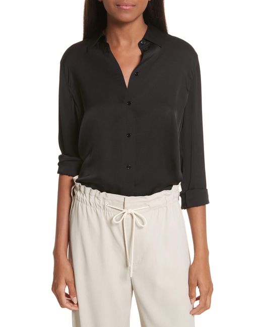 Vince Slim Silk Blouse in Black - Save 20% - Lyst