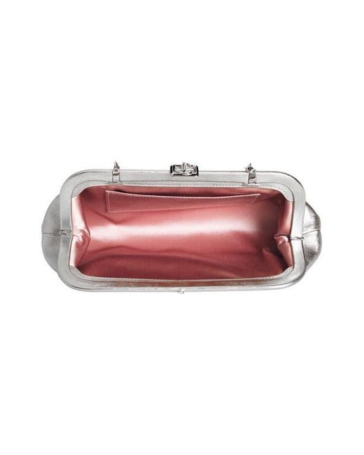 Jimmy Choo White Skylar Metallic Leather Clutch