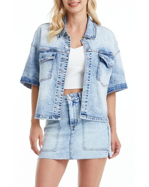 Bayeas Blue Short Sleeve Oversize Denim Jacket