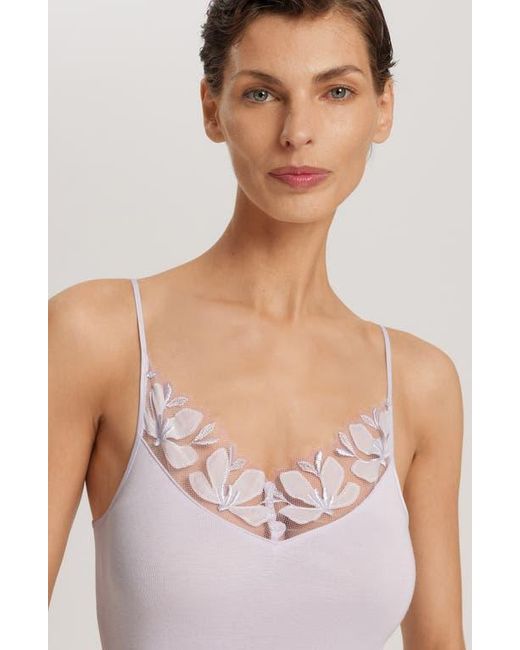 Hanro Purple Kalea Embroidered Trim Cotton Camisole