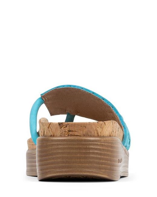 Donald J Pliner Blue Fifi Platform Wedge Flip Flop