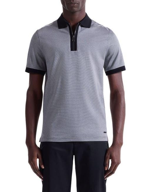 Bugatchi Gray Quarter Zip Polo for men