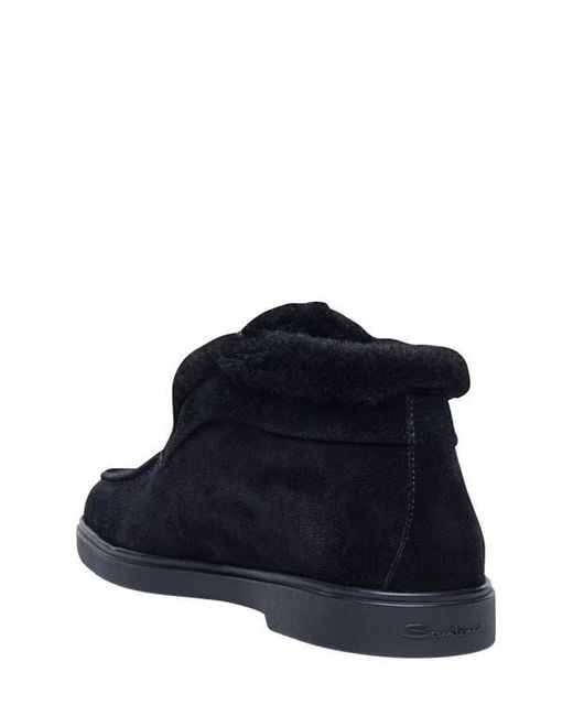 Santoni Black Suede Desert Boot