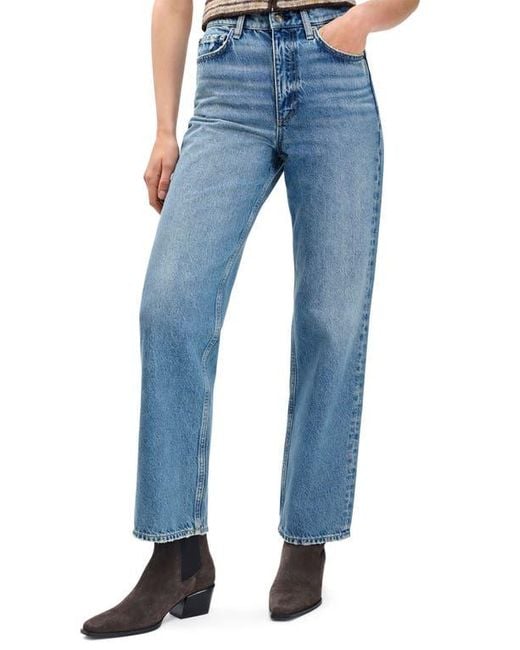 Rag & Bone Blue Shea High Waist Relaxed Straight Leg Jeans