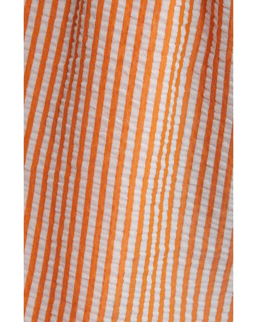 Noisy May Orange Luna High Waist Seersucker Shorts