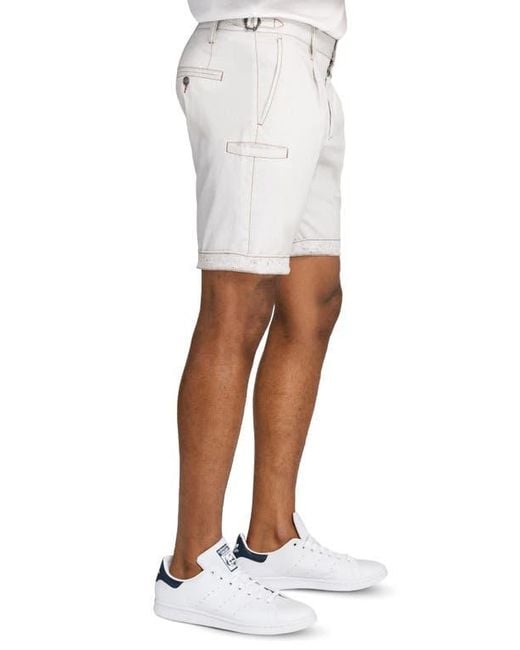 Brooklyn Brigade White Slim Fit Solid Pleated Shorts for men