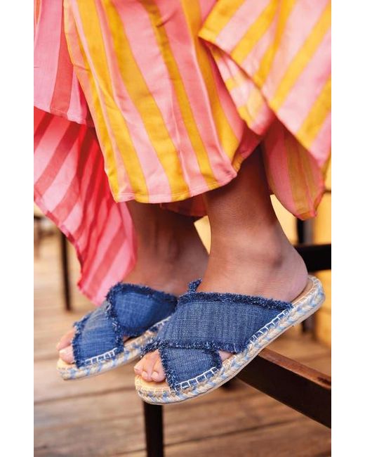 Minnetonka Blue Pepper Espadrille Slide Sandal
