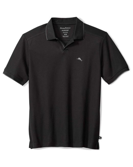Tommy Bahama Black Emfielder Johnny Collar Islandzone Polo for men